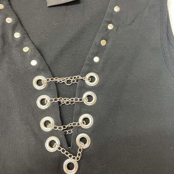Biker Clothing Women's Large Rivets and Chain Large Tank Top - Picture 1 of 5